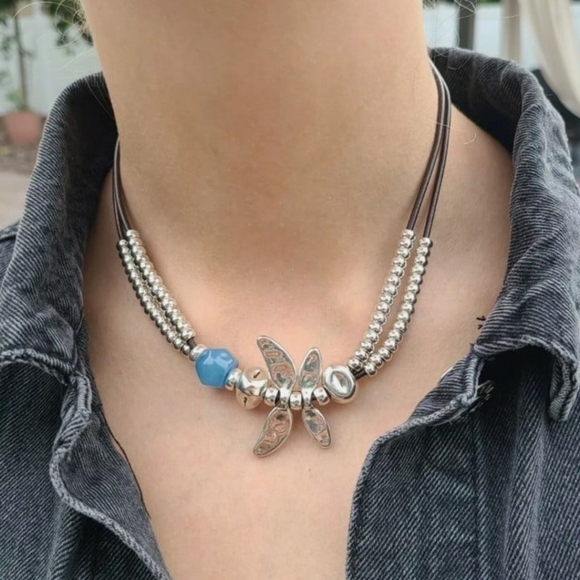 Dragonfly • Bohemian Necklace • Blue Stone - Picture 9 of 12